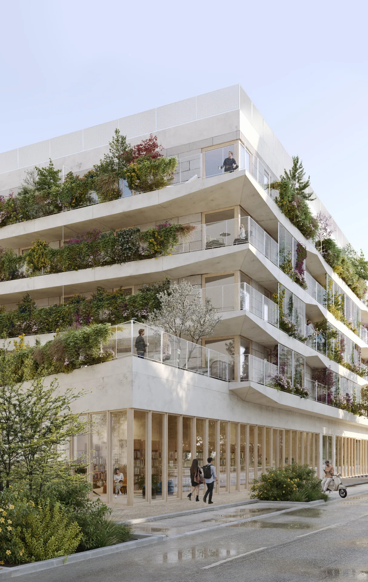 Logements plantés vus depuis la rue
