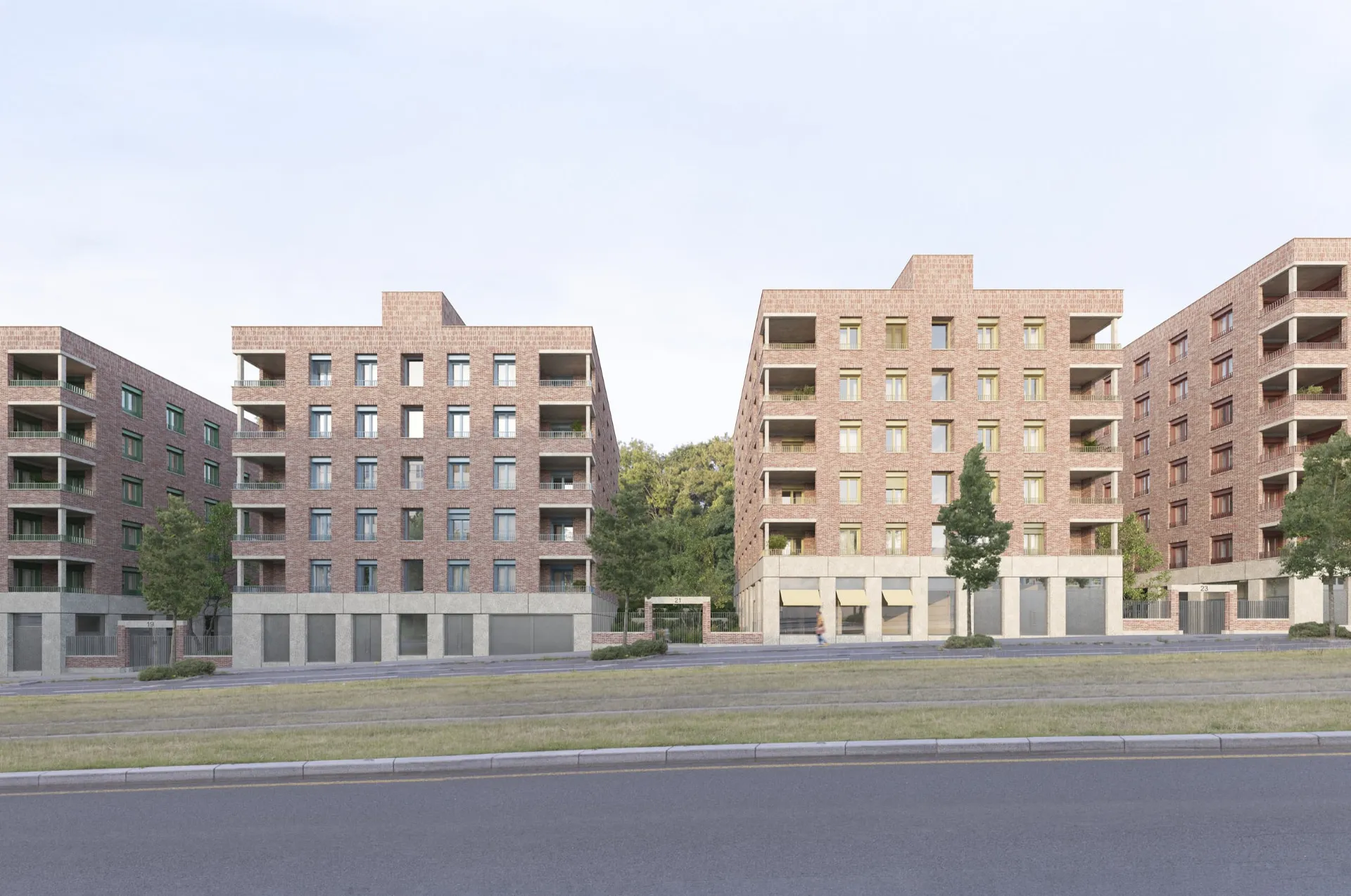Logements en brique autour d’un jardin, Clichy