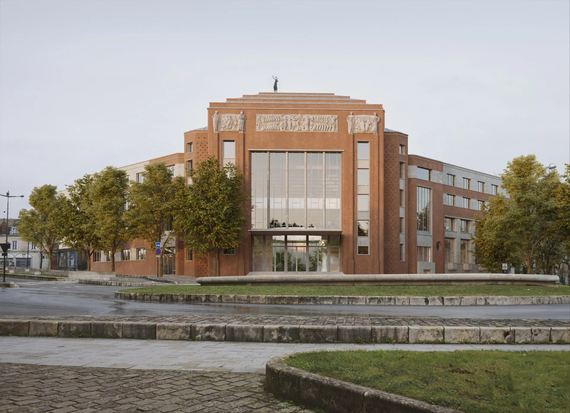 Façade en brique d’un équipement public, Bourges